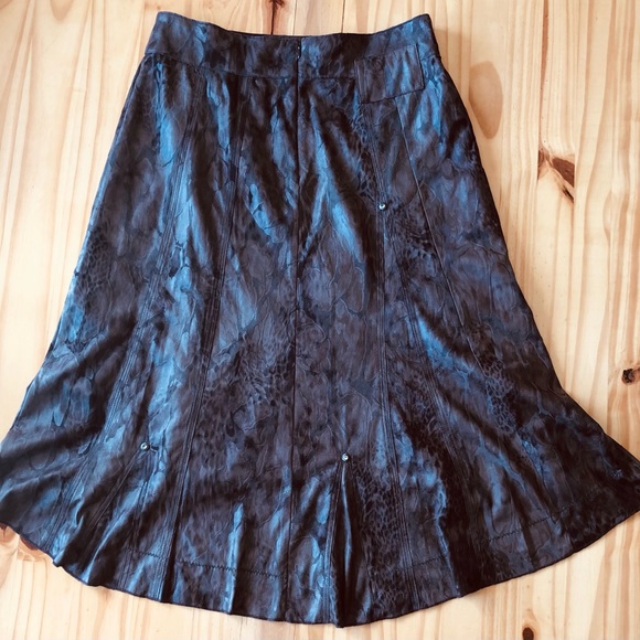 Simon Chang Brown Animal Print 4 Skirt Fit Arriere Back Contrast - Picture 8 of 15